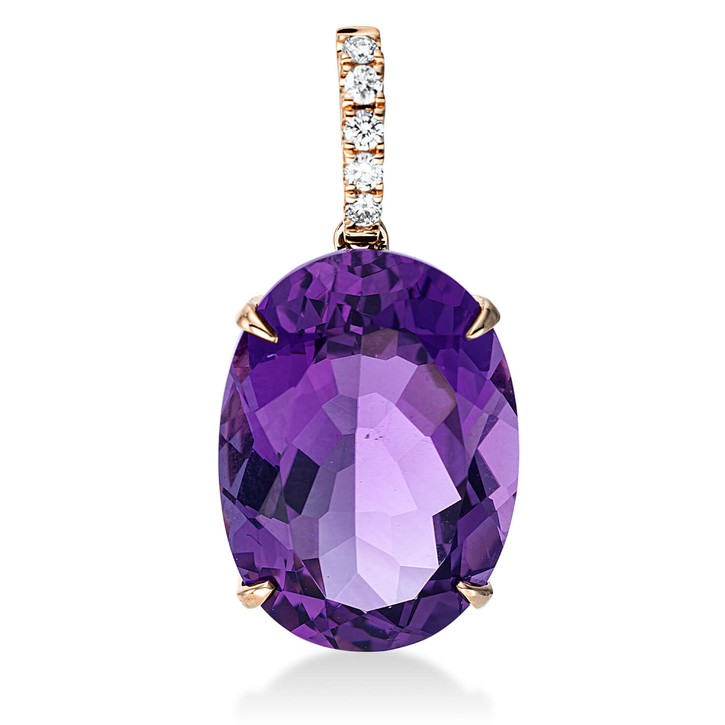 Anhänger aus 750 Rotgold Amethyst 5 Brillanten 0.1ct