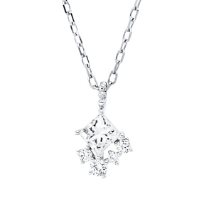 Collier aus 750 Gold Weißgold 5 Diamanten 0,41ct TW-SI L:45,7cm