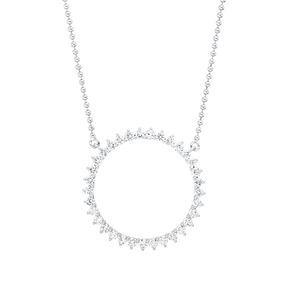 Collier Kreis aus 750 Gold Weißgold 33 Brillanten 0,54ct TW-SI L:45,7cm