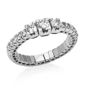 Flex-Ring aus 750 Weißgold rhodiniert 13 Brillanten 0,94ct TW-SI B:5,3mm