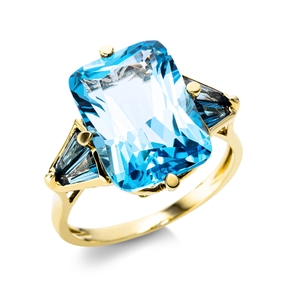 Ring breit aus 750 Gold Gelbgold 5 Topase 10,7ct London Blue B:16,1mm