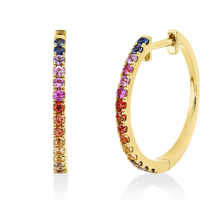 Creolen aus 750 Gelbgold 30 Saphire