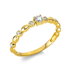 Ring aus 585 Gelbgold 6 Brillanten 0,08ct TW-SI 1 Brillant 0,09ct TW-SI B:3mm