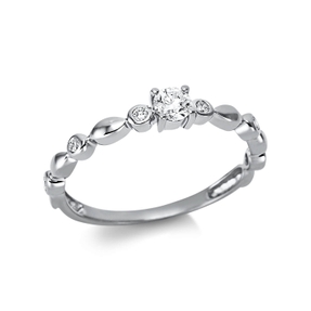 Ring aus 585 Weißgold 6 Brillanten 0,08ct TW-SI 1 Brillant 0,15ct TW-SI B:3,4mm