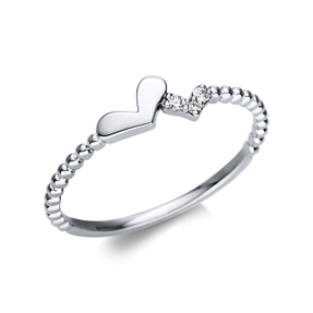 Ring Herz aus 585 Gold Weißgold 3 Brillanten 0,04ct TW-SI B:4,3mm