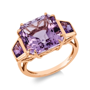 Ring aus 750 Gold Rotgold 3 Amethyste 9,4ct lila B:13mm