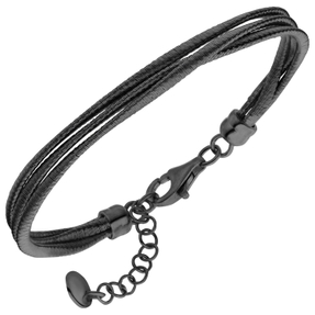 Armband 3-reihig aus 925 Silber schwarz rutheniert mattiert 17-20cm Armkette