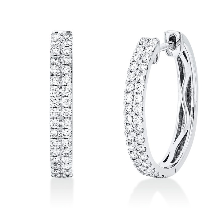 Pavé Creolen aus 750 Weißgold 68 Brillanten 0.61ct