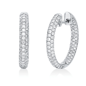 Pavé Creolen aus 750 Gold Weißgold 214 Brillanten 1,39ct TW-SI 19,8x3mm