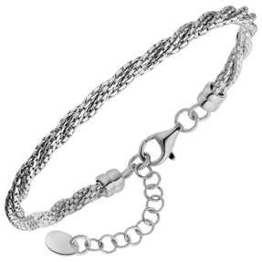 Armband aus 925 Silber rhodiniert 3-reihig gedreht Armkette Armschmuck 17-20cm