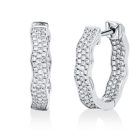 Creolen gewellt aus 750 Weißgold 198 Brillanten 0,53ct TW-SI 16,1x3,6mm