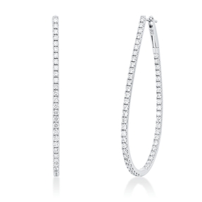 Creolen schmal aus 750 Weißgold 108 Brillanten 2,35ct TW-SI 50,5x1,9mm