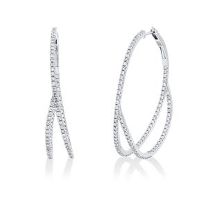 Creolen aus 750 Gold Weißgold 212 Brillanten 1,62ct TW-SI 38,1x7,3mm