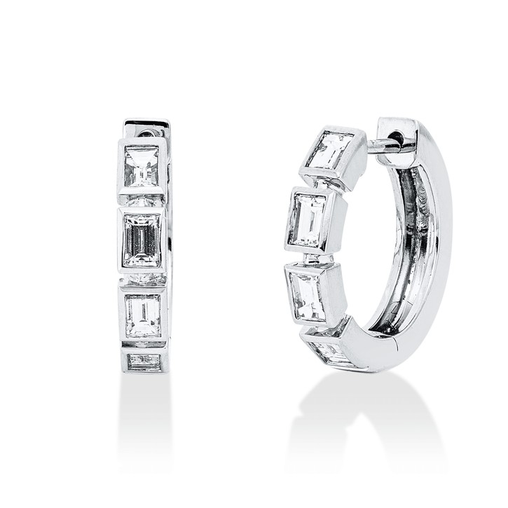 Creolen aus 750 Weißgold 8 Diamanten 0.55ct