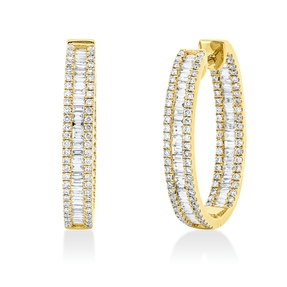 Creolen aus 750 Gold Gelbgold 303 Diamanten 1,75ct TW-SI 23,9x3,9mm