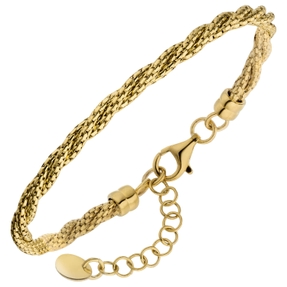 Armband aus 925 Silber vergoldet 3-reihig gedreht Armkette Armschmuck 17-20cm