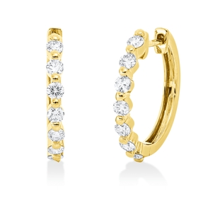 Creolen aus 750 Gold Gelbgold 14 Brillanten 0,6ct TW-SI 17,8x2,2mm