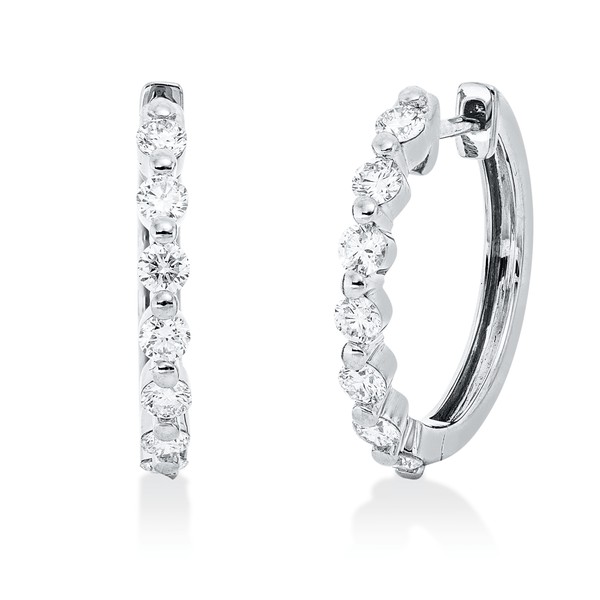 Creolen aus 750 Weißgold 14 Brillanten 0.6ct