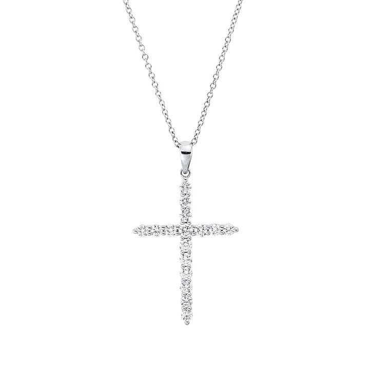 Collier Kreuz aus 750 Weißgold 16 Brillanten 0.56ct