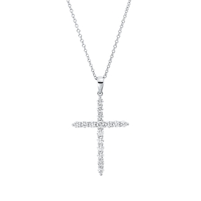Collier Kreuz aus 750 Weißgold 16 Brillanten 0,56ct TW-SI/PI L:45,7cm