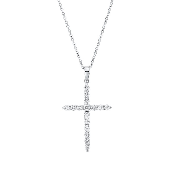 Collier Kreuz aus 750 Weißgold 16 Brillanten 0.56ct