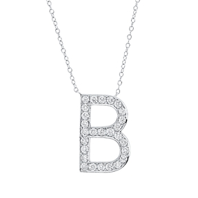 Collier Buchstabe B aus 750 Weißgold 27 Brillanten 0,5ct TW-SI L:43,2cm