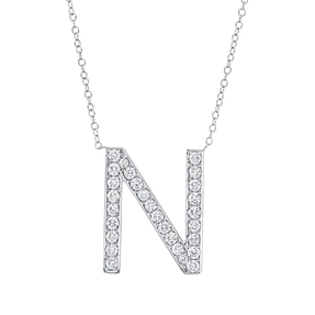 Collier Buchstabe N aus 750 Weißgold 28 Brillanten 0,5ct TW-SI L:43,2cm