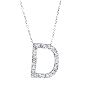 Collier Buchstabe D aus 750 Weißgold 26 Brillanten 0,47ct TW-SI L:43,2cm