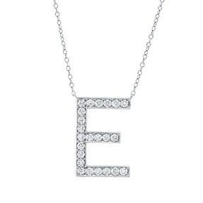 Collier Buchstabe E aus 750 Weißgold 23 Brillanten 0,43ct TW-SI L:43,2cm