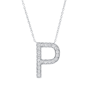 Collier Buchstabe P aus 750 Weißgold 21 Brillanten 0,37ct TW-SI L:43,2cm