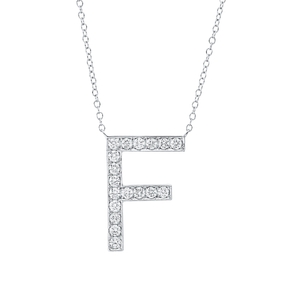 Collier Buchstabe F aus 750 Weißgold 18 Brillanten 0,34ct TW-SI L:43,2cm