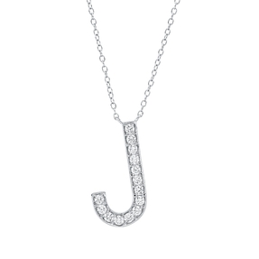 Collier Buchstabe J aus 750 Weißgold 14 Brillanten 0,25ct TW-SI L:43,2cm