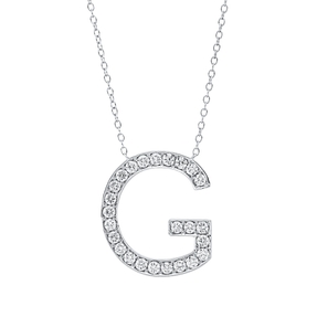 Collier Buchstabe G aus 750 Weißgold 25 Brillanten 0,46ct TW-SI L:43,2cm
