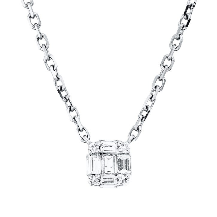 Collier aus 750 Weißgold 9 Brillanten 0.12ct