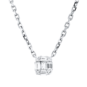 Collier aus 750 Gold Weißgold 9 Diamanten 0,12ct TW-SI L:45,7cm