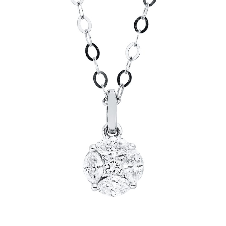 Collier aus 750 Weißgold 5 Diamanten 0.22ct