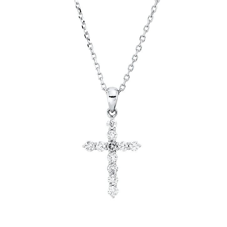 Collier Kreuz aus 750 Weißgold 11 Brillanten 0.29ct