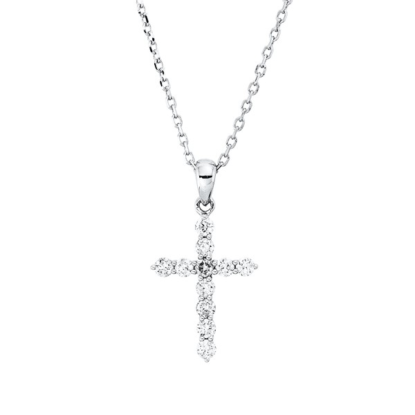 Collier Kreuz aus 750 Weißgold 11 Brillanten 0.29ct