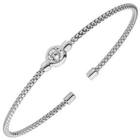 Flexible Armspange offener Armreif aus 925 Silber rhodiniert mit Zirkonia 17,5cm