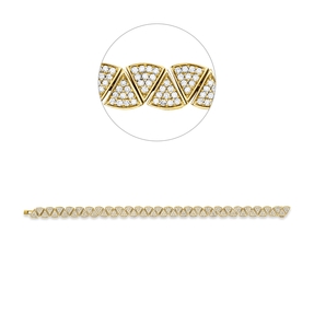 Pavé Armband aus 750 Gelbgold 520 Brillanten 2,46ct TW-SI B:7,4mm L:17,8cm