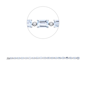 Armband aus 750 Weißgold 19 Aquamarine 9,4ct blau 19 Brillanten 0,21ct TW-SI