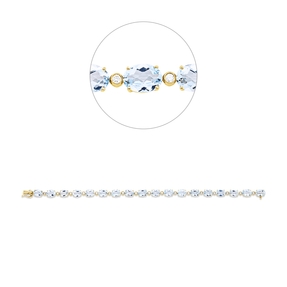 Armband aus 750 Gelbgold 18 Topase 14,5ct skyblue 18 Brillanten 0,29ct TW-SI