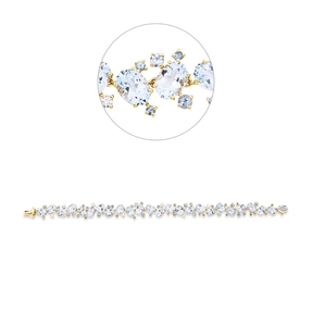 Armband aus 750 Gelbgold 68 Aquamarine 20,1ct blau 6 Brillanten 0,34ct TW-SI