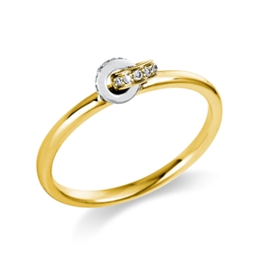 Ring aus 750 Gold gelb/weiß 17 Brillanten 0,07ct W-SI B:4,2mm