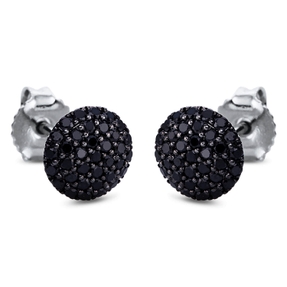 Pavé Ohrstecker aus 750 Weißgold 70 Brillanten 0,46ct schwarz Ø7,1mm