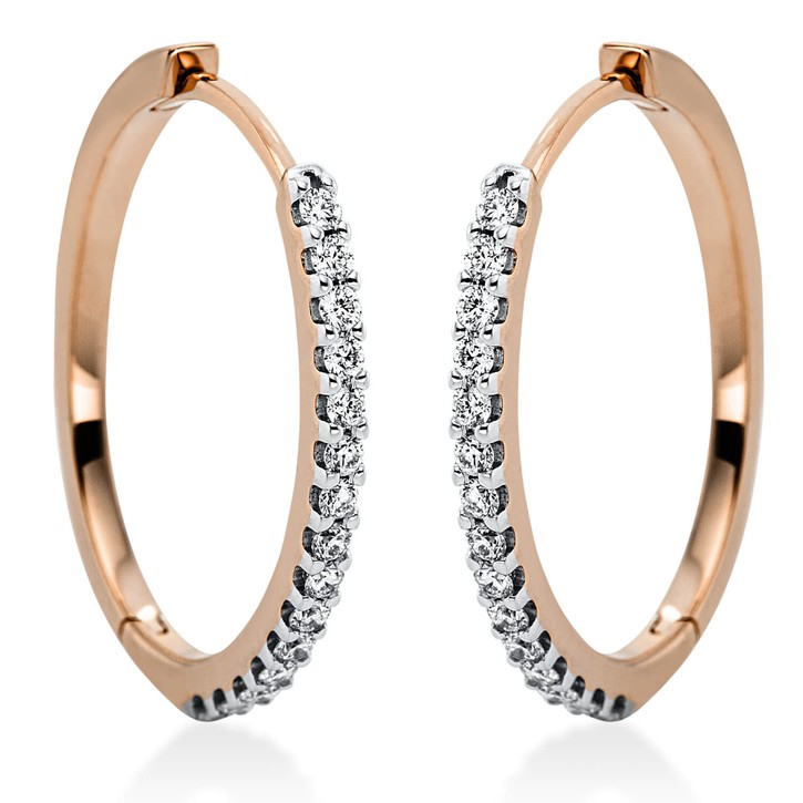 Creolen aus 750 Gold weiß rot 30 Brillanten 0.32ct