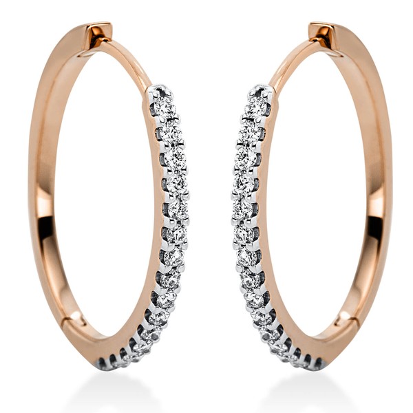 Creolen aus 750 Gold weiß rot 30 Brillanten 0.32ct