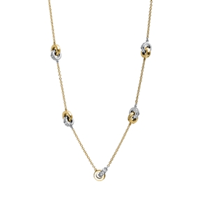 Collier aus 750 Gold gelb/weiß 55 Brillanten 0,23ct W-SI L:42cm