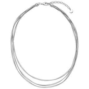 Collier Halskette 925 Silber rhodiniert mattiert 3-reihig 42-47cm Silberkette