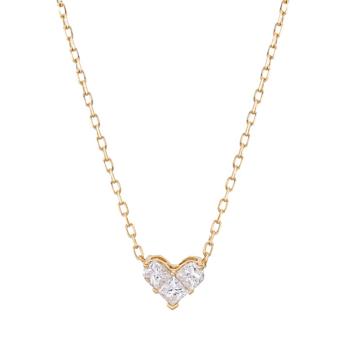 Collier Herz aus 750 Gelbgold 3 Diamanten 0.38ct